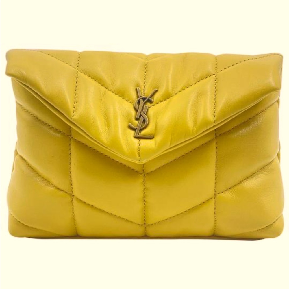 Saint Laurent Puffer Small Pouch Sunflower NWT